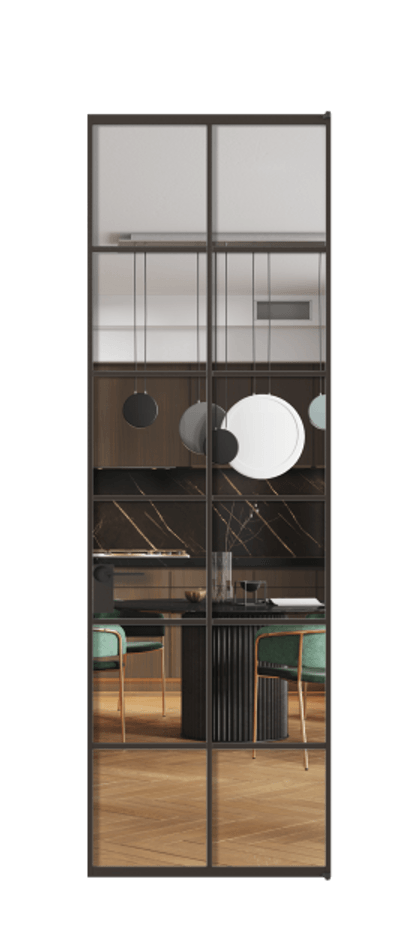 Алюминиевая дверь АЛПЛ040.05 Алюминий антрацит Прозрачное стекло "Crystal Vision", калёное Цена 946550  | Volhovec