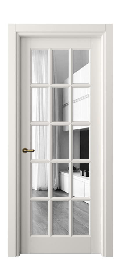 Межкомнатная дверь Тоскана Грильято 6311 Матовый пудровый белый Двустороннее зеркало, триплекс Цена 873928 ₸ | Volhovec