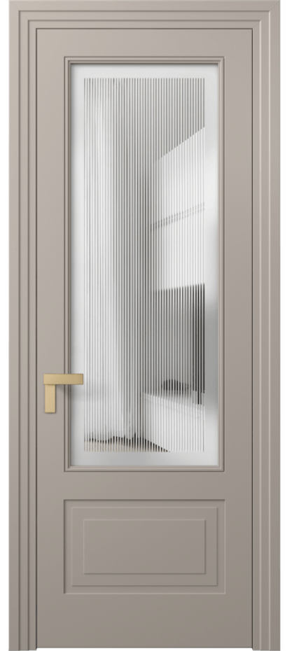Межкомнатная дверь Рокка 8342 Матовый бисквитный Сатинированное с гравировкой "Каннелюры", триплекс Цена 694756 ₸ | Volhovec