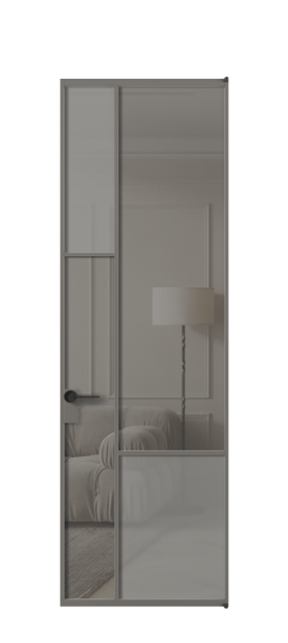 Межкомнатная дверь Mosaic АЛПЛ041.13 Алюминий классический серый Сатинированное серое стекло, триплекс, 6 мм + Прозрачное серое стекло, триплекс Цена 998960 ₸ | Volhovec