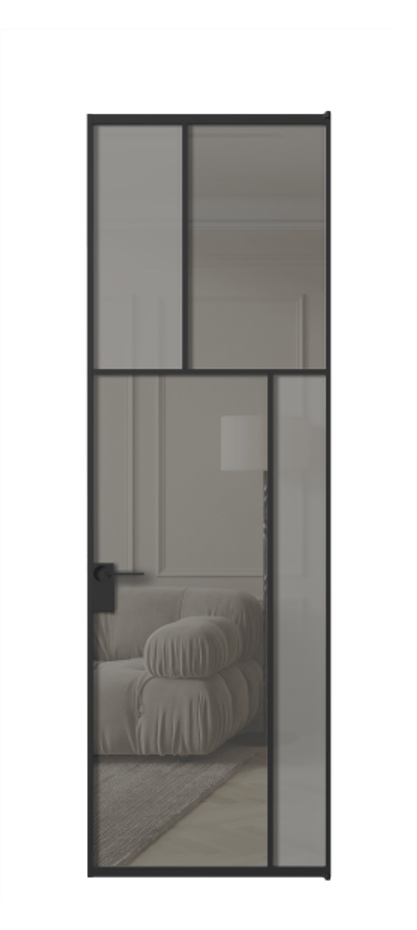 Межкомнатная дверь Mosaic АЛПЛ041.23 Алюминий Черный Сатинированное серое стекло, триплекс, 6 мм + Прозрачное серое стекло, триплекс, 6 мм Цена 940930 ₸ | Volhovec