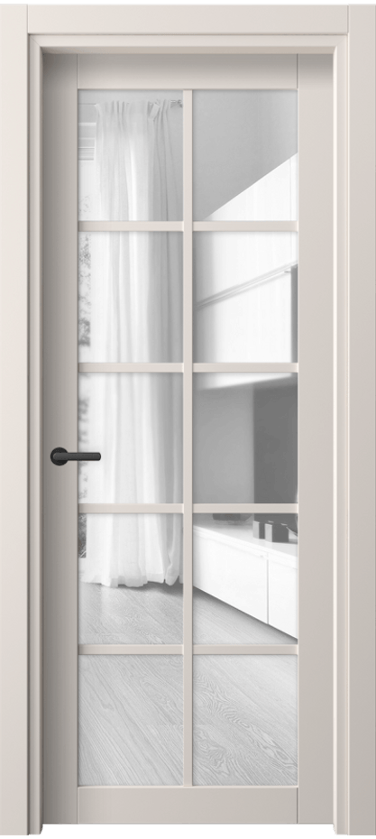 Межкомнатная дверь Нео 2106 ПЭТ тёплый-белый Прозрачное стекло, триплекс Цена 224713 ₸ | Volhovec