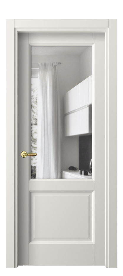 Межкомнатная дверь Galant 1422 Софт-тач белоснежный Прозрачное стекло, 4 мм Цена 149380 ₸ | Volhovec