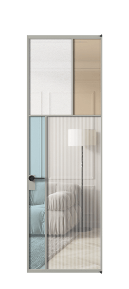 Межкомнатная дверь Mosaic АЛПЛ041.22 Алюминий нейтральный серый Комбинация стекол Группы 1 и Группы 3 Цена 1036400 ₸ | Volhovec