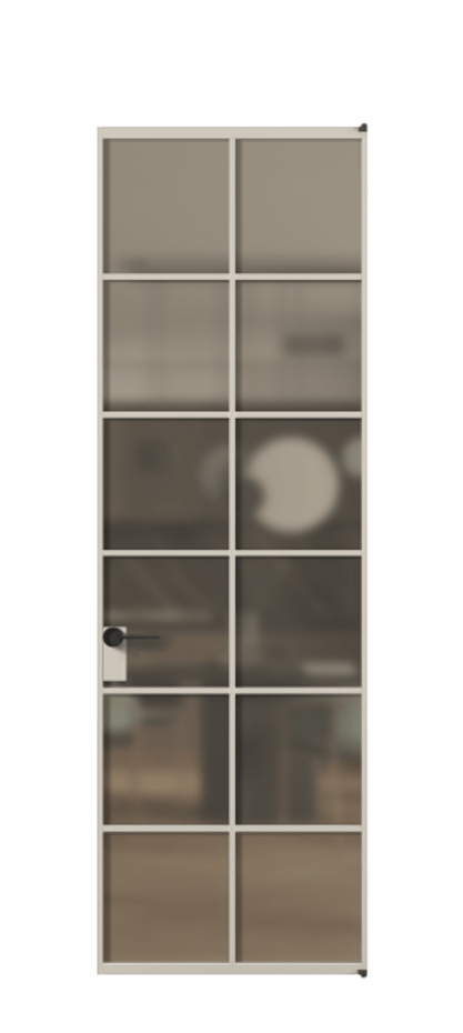 Алюминиевая дверь АЛПЛ040.05 Алюминий светло-бежевый Сатинированное бронзовое стекло, триплекс Цена 932110  | Volhovec