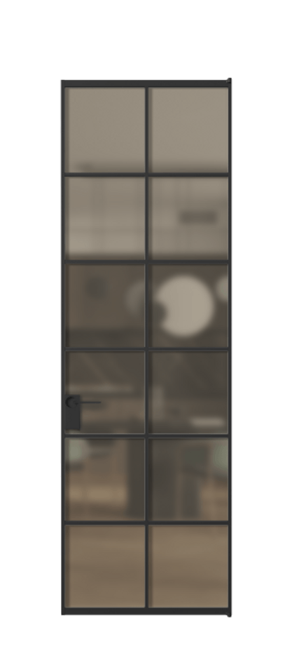 Алюминиевая дверь АЛПЛ040.05 Алюминий Черный Сатинированное бронзовое стекло, триплекс Цена 903760  | Volhovec