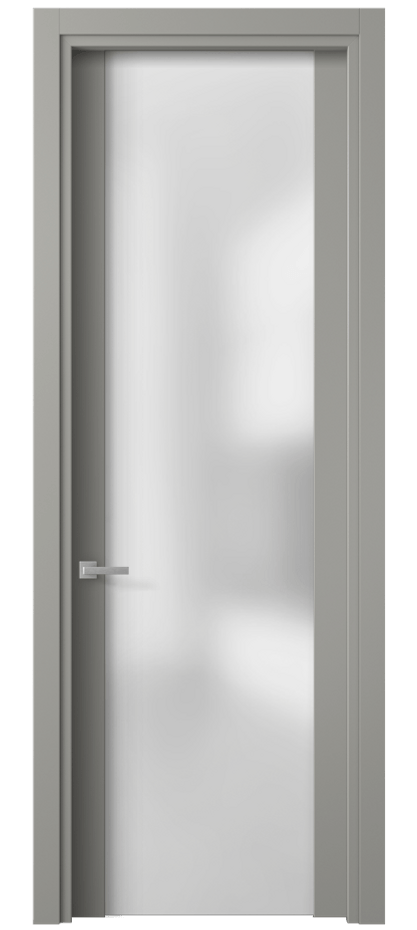Межкомнатная дверь Planum 4114 Матовый нейтральный серый Сатинированное стекло Цена 370030 ₸ | Volhovec