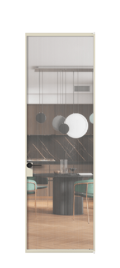 Алюминиевая дверь АЛПЛ040.01 Алюминий бежево-серый Рифлёное стекло "Мору", триплекс Цена 911131  | Volhovec