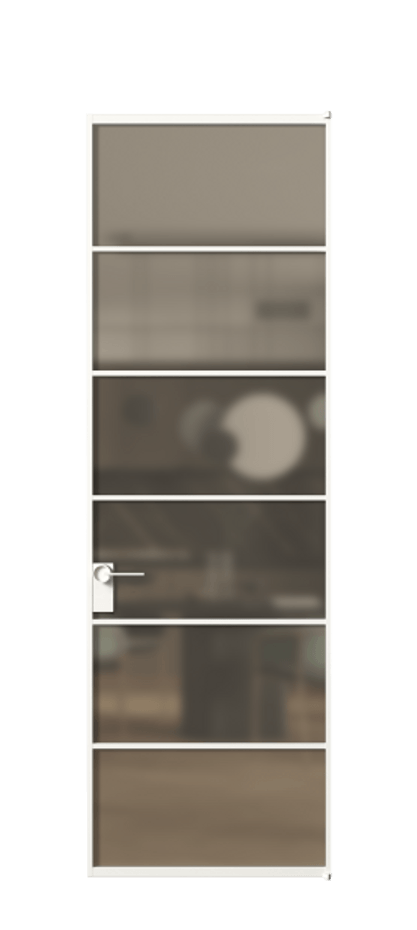 Алюминиевая дверь АЛПЛ040.04 Алюминий Белый Сатинированное бронзовое стекло, триплекс Цена 903760  | Volhovec