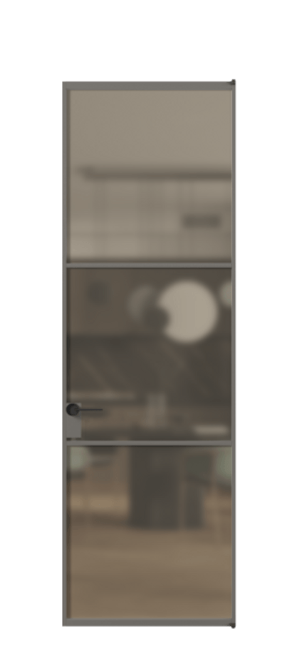 Алюминиевая дверь АЛПЛ040.03 Алюминий классический серый Сатинированное бронзовое стекло, триплекс Цена 899791  | Volhovec