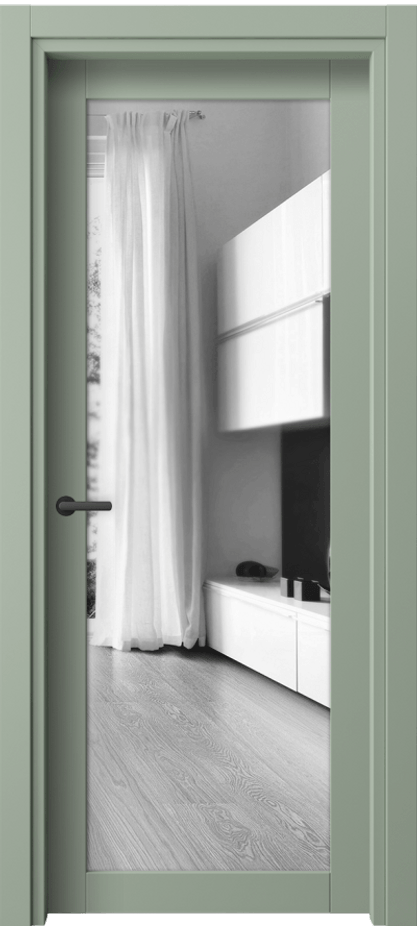 Межкомнатная дверь Нео 2102 ПЭТ светло-оливковый Двустороннее зеркало, триплекс Цена 263836 ₸ | Volhovec