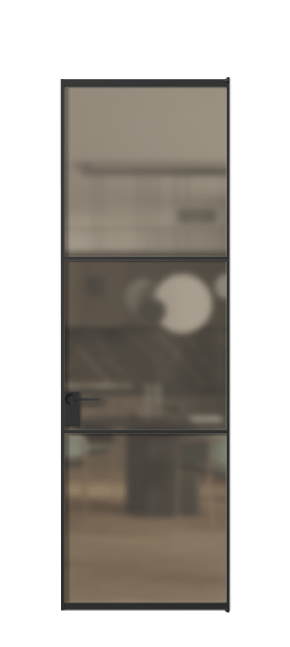 Алюминиевая дверь АЛПЛ040.03 Алюминий Черный Сатинированное бронзовое стекло, триплекс Цена 872575  | Volhovec