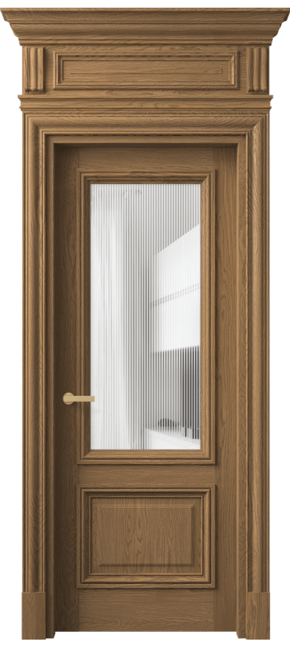 Межкомнатная дверь Антик 7302 Дуб мускатный матовый Рифлёное стекло "Дюна", триплекс Цена 2051701 ₸ | Volhovec