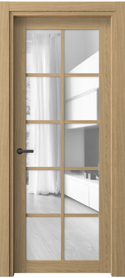 Межкомнатная дверь Нео 2106 Жемчужный дуб Прозрачное стекло, триплекс Цена 292564 ₸ | Volhovec
