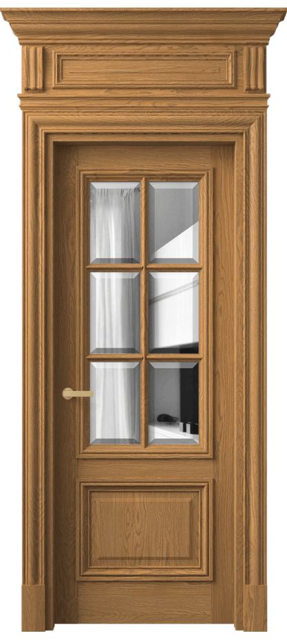 Межкомнатная дверь Антик 7312 Дуб солнечный матовый Двустороннее зеркало с фацетом, триплекс Цена 2257333 ₸ | Volhovec