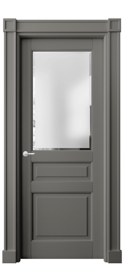 Межкомнатная дверь Тоскана Плано 6304 Матовый классический серый Сатинированное стекло с фацетом Цена 1011823 ₸ | Volhovec