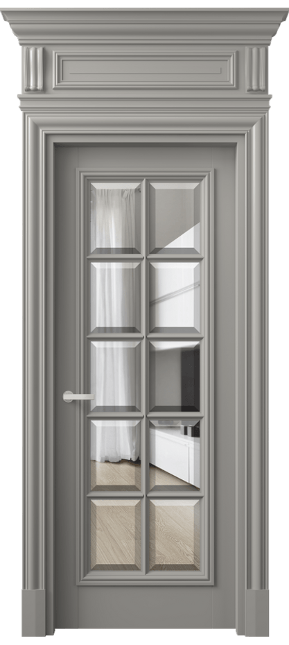 Межкомнатная дверь Антик 7310 Матовый нейтральный серый Прозрачное стекло с фацетом Цена 1373720 ₸ | Volhovec
