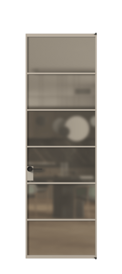 Алюминиевая дверь АЛПЛ040.04 Алюминий бисквитный Сатинированное бронзовое стекло, триплекс Цена 932110  | Volhovec