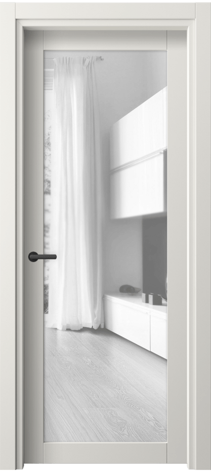 Межкомнатная дверь Neo 2102 Софт-тач белоснежный Прозрачное стекло, триплекс, 6 мм Цена 140210 ₸ | Volhovec