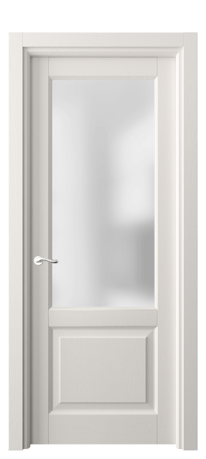 Межкомнатная дверь Лигнум 0740 Дуб пудровый белый Сатинированное стекло Цена 1019080 ₸ | Volhovec