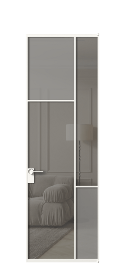 Межкомнатная дверь Мозаик АЛПЛ041.10 Алюминий Белый Сатинированное серое стекло, триплекс, 6 мм + Прозрачное серое стекло, триплекс Цена 1210129 ₸ | Volhovec