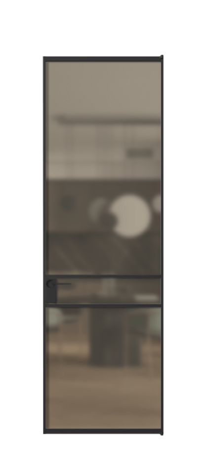 Алюминиевая дверь АЛПЛ040.02 Алюминий Черный Сатинированное бронзовое стекло, триплекс Цена 872575  | Volhovec