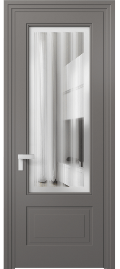 Межкомнатная дверь Рокка 8342 Матовый классический серый Сатинированное с гравировкой "Каннелюры", триплекс Цена 568315 ₸ | Volhovec