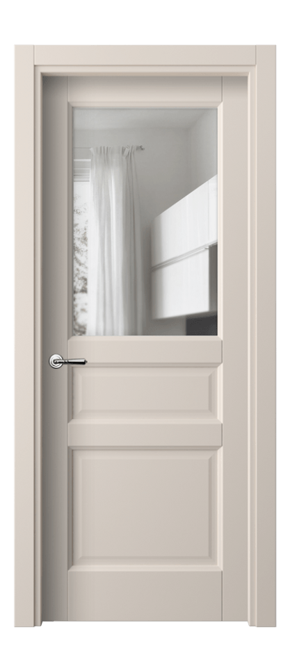 Межкомнатная дверь Галант 1432 ПЭТ пудровый бежевый Прозрачное стекло Цена 212806 ₸ | Volhovec