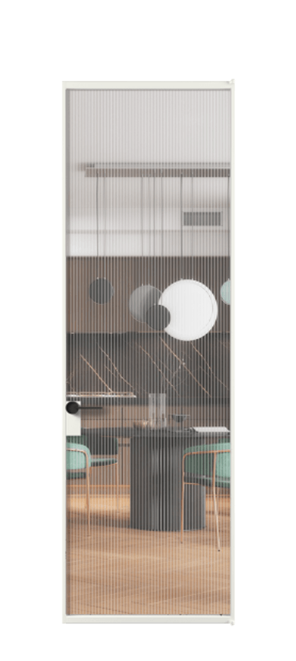 Алюминиевая дверь АЛПЛ040.01 Алюминий светло-серый Рифлёное стекло "Мору", триплекс Цена 911131  | Volhovec