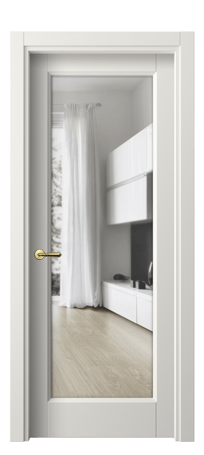 Межкомнатная дверь Galant 1402 Софт-тач белоснежный Прозрачное стекло, 4 мм Цена 149380 ₸ | Volhovec