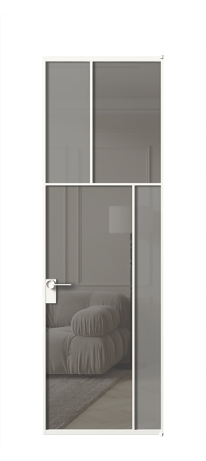 Межкомнатная дверь Mosaic АЛПЛ041.23 Алюминий Белый Сатинированное серое стекло, триплекс, 6 мм + Прозрачное серое стекло, триплекс Цена 962770 ₸ | Volhovec