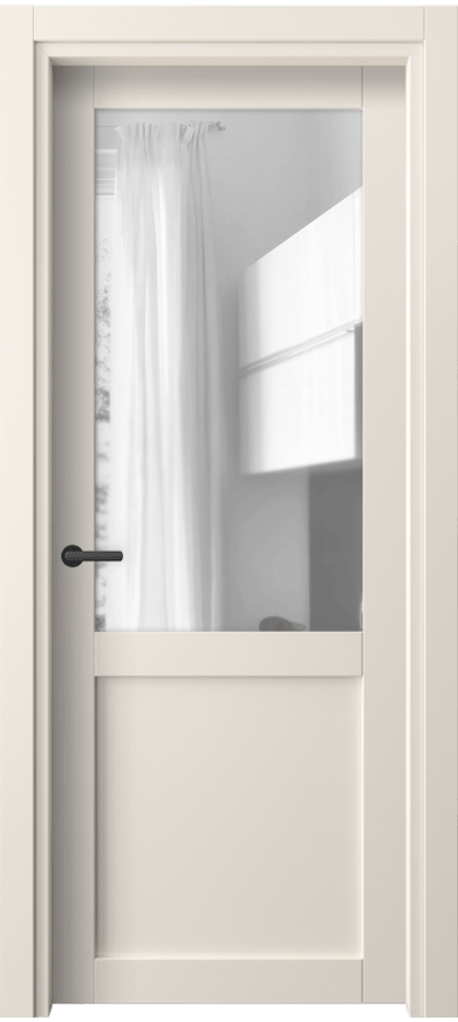 Межкомнатная дверь Нео 2122 ПЭТ кремово-белый Прозрачное стекло, триплекс Цена 194662 ₸ | Volhovec