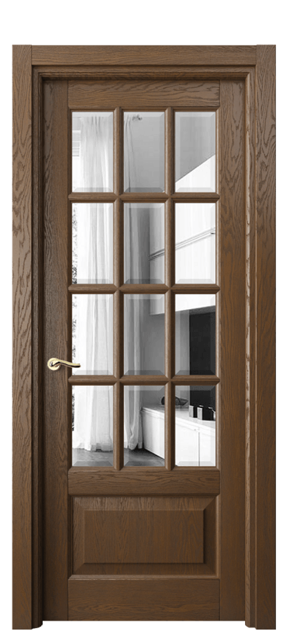 Межкомнатная дверь Лигнум 0728 Дуб королевский брашированный Двустороннее зеркало с фацетом, триплекс Цена 1352476 ₸ | Volhovec