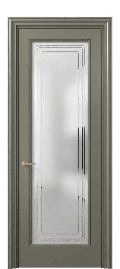 Межкомнатная дверь Mascot 8400 Матовый оливковый тёмный Сатинированное стекло с гравировкой "Грани", триплекс Цена 436540 ₸ | Volhovec