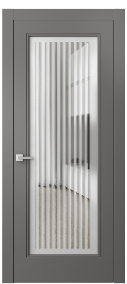 Межкомнатная дверь Linea 8300 Матовый классический серый Сатинированное с гравировкой "Каннелюры", триплекс Цена 438791 ₸ | Volhovec