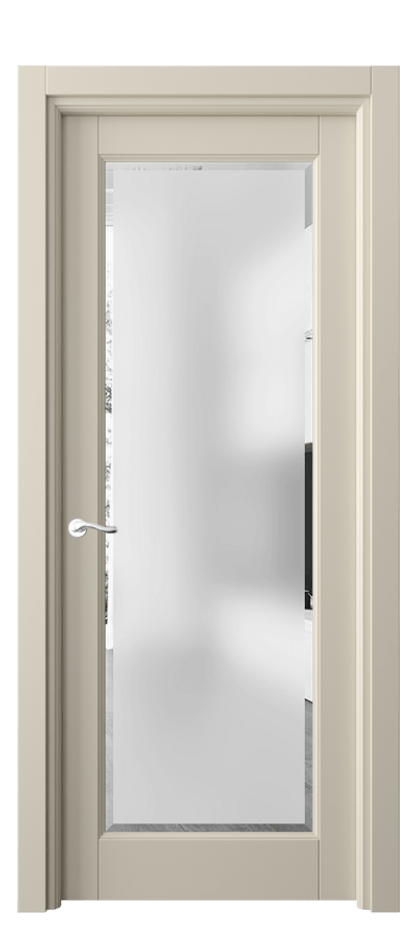 Межкомнатная дверь Лигнум 0700 Матовый бежево-серый Сатинированное стекло с фацетом Цена 748432 ₸ | Volhovec