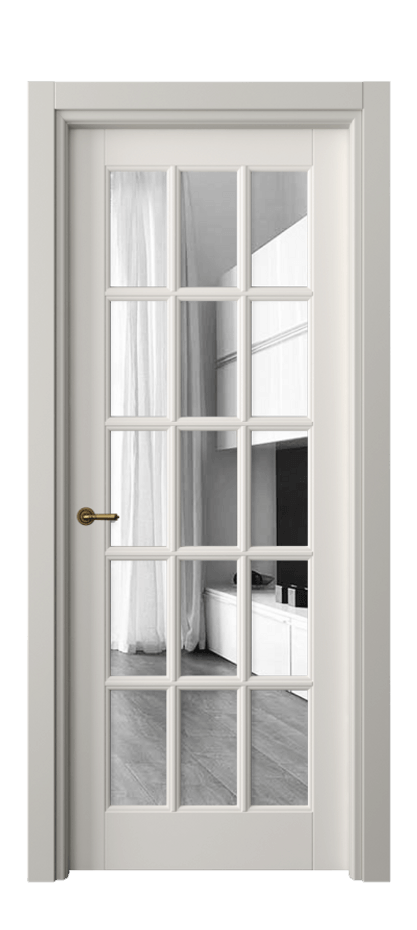 Межкомнатная дверь Тоскана Грильято 6311 Матовый пудровый белый Двустороннее зеркало, триплекс Цена 868636 ₸ | Volhovec