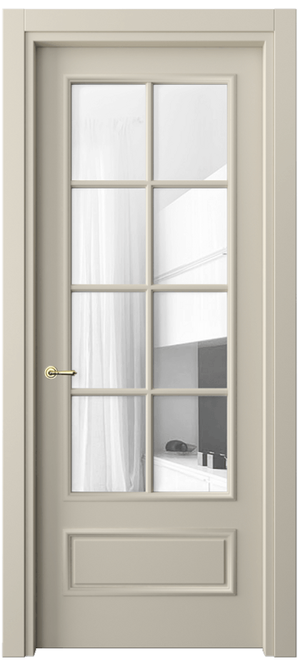 Межкомнатная дверь Paris 8112 Матовый бежево-серый Прозрачное стекло Цена 404221 ₸| Volhovec