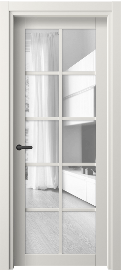 Межкомнатная дверь Neo 2106 Софт-тач белоснежный Прозрачное стекло, триплекс, 6 мм Цена 158990 ₸ | Volhovec