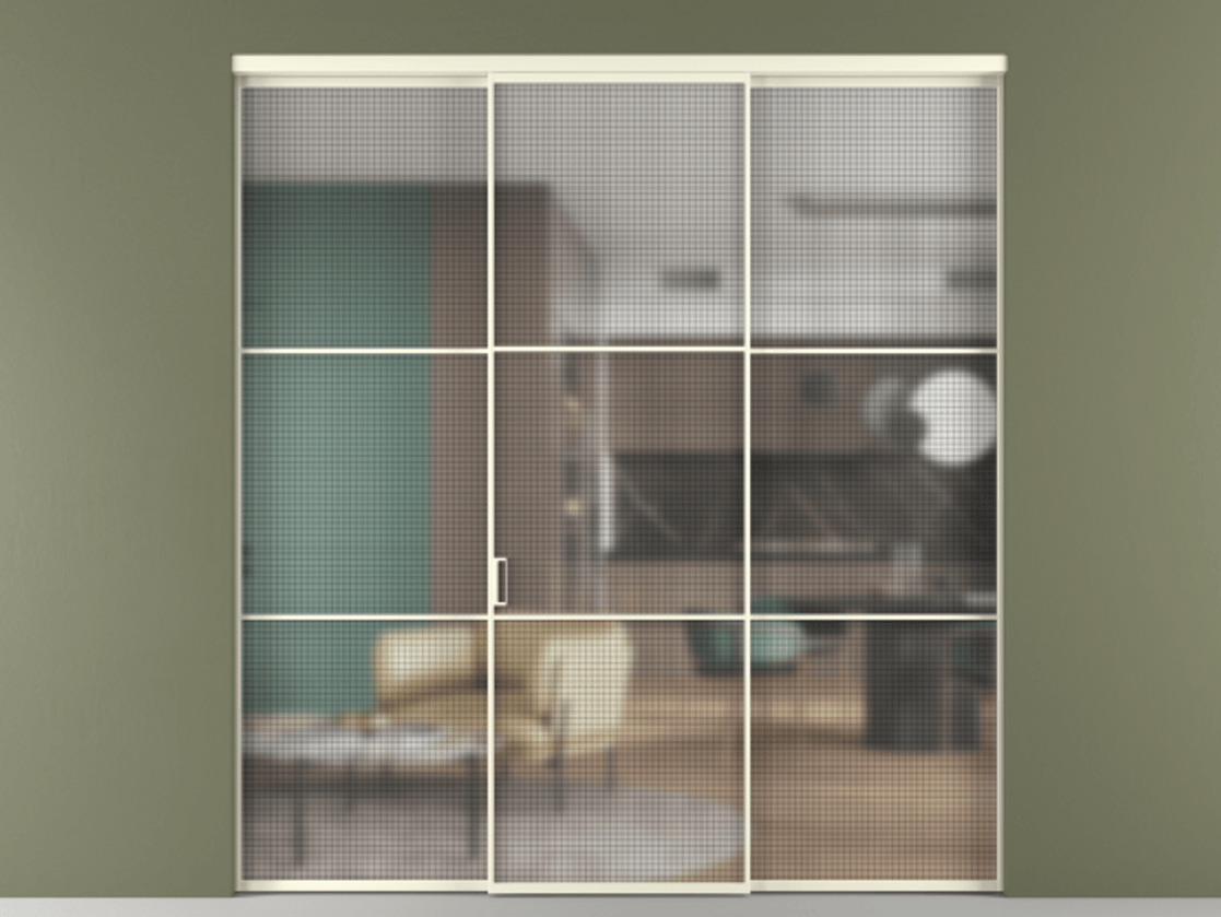 Перегородка Formato внутри проёма 3 створки АЛПР 040.03 Алюминий молочно-белый Декоративное стекло с сеткой "Mesh silver", триплекс. Цена 1670700 ₸ 1. Полотно 3 шт. (800/2100 мм)
2. Комплект установки раздвижной системы
3. Базовый комплект фурнитуры
4.Ручка RONDO. Фабрика дверей Волховец 8 (800) 551 43 19 Перегородка Formato внутри проёма 3 створки АЛПР 040.03 Алюминий молочно-белый Декоративное стекло с сеткой "Mesh silver", триплекс Цена 1670700 ₸ | Volhovec