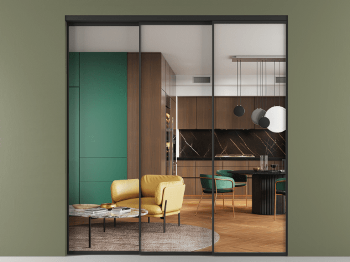 Перегородка Formato внутри проёма телескопик синхро 2 АЛПР 040.01 Алюминий Черный Прозрачное стекло "Crystal Vision", калёное, 6 мм. Скрытый короб ЧЕР Цена 2243280 ₸ 1. Полотно 3 шт.  (800/2100 мм)
2. Комплект установки раздвижной системы
3. Базовый комплект фурнитуры
4. Комплект фурнитуры телескопик синхро-2
5.Ручка RONDO
. Фабрика дверей Волховец 8 (800) 551 43 19  Перегородка Formato внутри проёма телескопик синхро 2 АЛПР 040.01 Алюминий Черный Прозрачное стекло "Crystal Vision", калёное, 6 мм Цена 2243280 ₸  | Volhovec