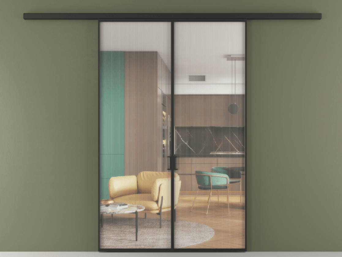 Перегородка Formato вдоль стены 2 створки АЛПР 040.01 Алюминий Черный Рифлёное стекло "Moru", триплекс. Скрытый короб ЧЕР Цена 1245380 ₸ 1. Полотно 2 шт. (800/2100 мм)
2. Комплект установки раздвижной системы
3. Базовый комплект фурнитуры
4.Ручка RONDO
. Фабрика дверей Волховец 8 (800) 551 43 19 Перегородка Formato вдоль стены 2 створки АЛПР 040.01 Алюминий Черный Рифлёное стекло "Moru", триплекс Цена 1245380 ₸ | Volhovec