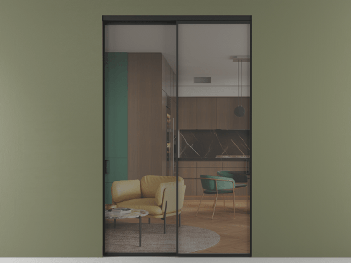 Перегородка Formato внутри проёма двустворчатая АЛПР 040.01 Алюминий Черный Прозрачное серое стекло, триплекс, 6 мм. Скрытый короб ЧЕР Цена 1120700 ₸ 1. Полотно 2 шт.  (800/2100 мм)
2. Комплект установки раздвижной системы
3. Базовый комплект фурнитуры
4.Ручка RONDO. Фабрика дверей Волховец 8 (800) 551 43 19  Перегородка Formato внутри проёма двустворчатая АЛПР 040.01 Алюминий Черный Прозрачное серое стекло, триплекс, 6 мм Цена 1120700 ₸  | Volhovec