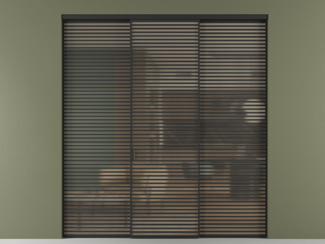 Перегородка Формато внутри проёма 3 створки АЛПР 040.07 Алюминий Черный Сатинированное бронзовое стекло, триплекс Цена 3310524 ₸ | Volhovec