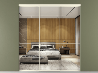 Алюминевая перегородка АЛПР 040.02_АМБ_Зеркало триплекс_new. Цвет Алюминий молочно-белый. Материал Алюминий в эмали. Коллекция Перегородка Formato внутри проёма трёхстворчатая. Фото. Алюминевая перегородка АЛПР 040.02_АМБ_Зеркало триплекс_new. Цвет Алюминий молочно-белый. Материал Алюминий в эмали. Коллекция Перегородка Formato внутри проёма трёхстворчатая. Картинка.