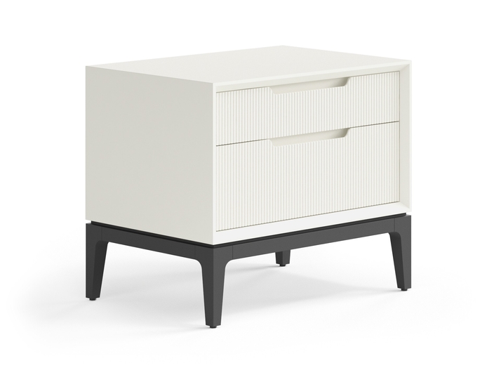 Мебель Тумба прикроватная Velvet 2 ящика. Цвет Матовый молочно-белый. Материал Гладкая эмаль. Коллекция Тумба прикроватная Velvet 2 ящика. Картинка.
