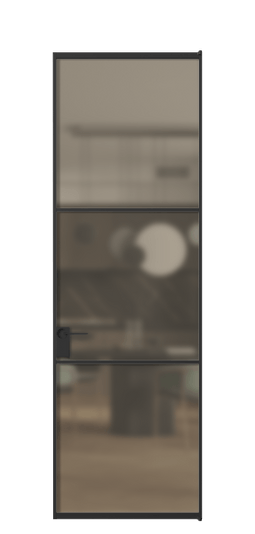 Дверь межкомнатная АЛПЛ040.03 Бронза сатин триплекс ЧЕР. Цвет Алюминий Черный. Материал Алюминий. Коллекция Формато. Картинка.