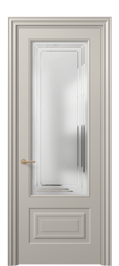 Дверь межкомнатная 8442 МСБЖ Сатин с гравировкой Mascot. Цвет Матовый светло-бежевый. Материал Гладкая эмаль. Коллекция Mascot. Картинка.