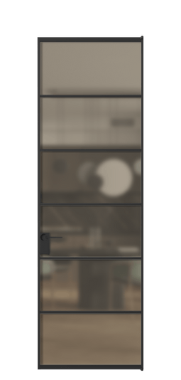 Дверь межкомнатная АЛПЛ040.04 Бронза сатин триплекс ЧЕР. Цвет Алюминий Черный. Материал Алюминий. Коллекция Формато. Картинка.