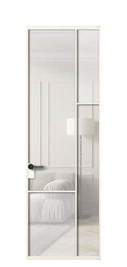 Дверь межкомнатная АЛПЛ041.12 АЖМ Рифлёное стекло "Дюна" + Фактурное стекло "Лёд". Цвет Алюминий жемчужный. Материал Алюминий в эмали. Коллекция Мозаик. Картинка.